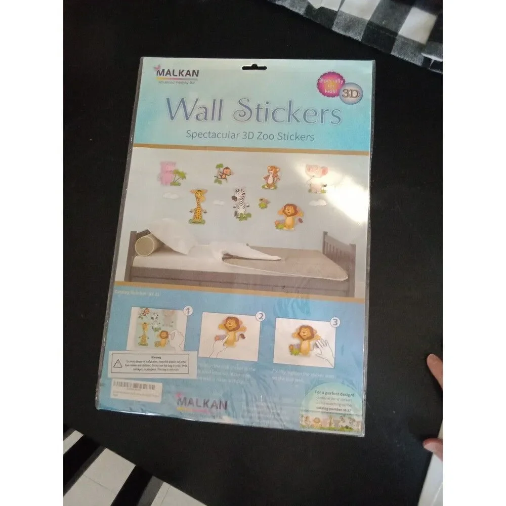 3D Baby Animals Wall Decals Safari Nursery Kids Baby Bedroom Stickers